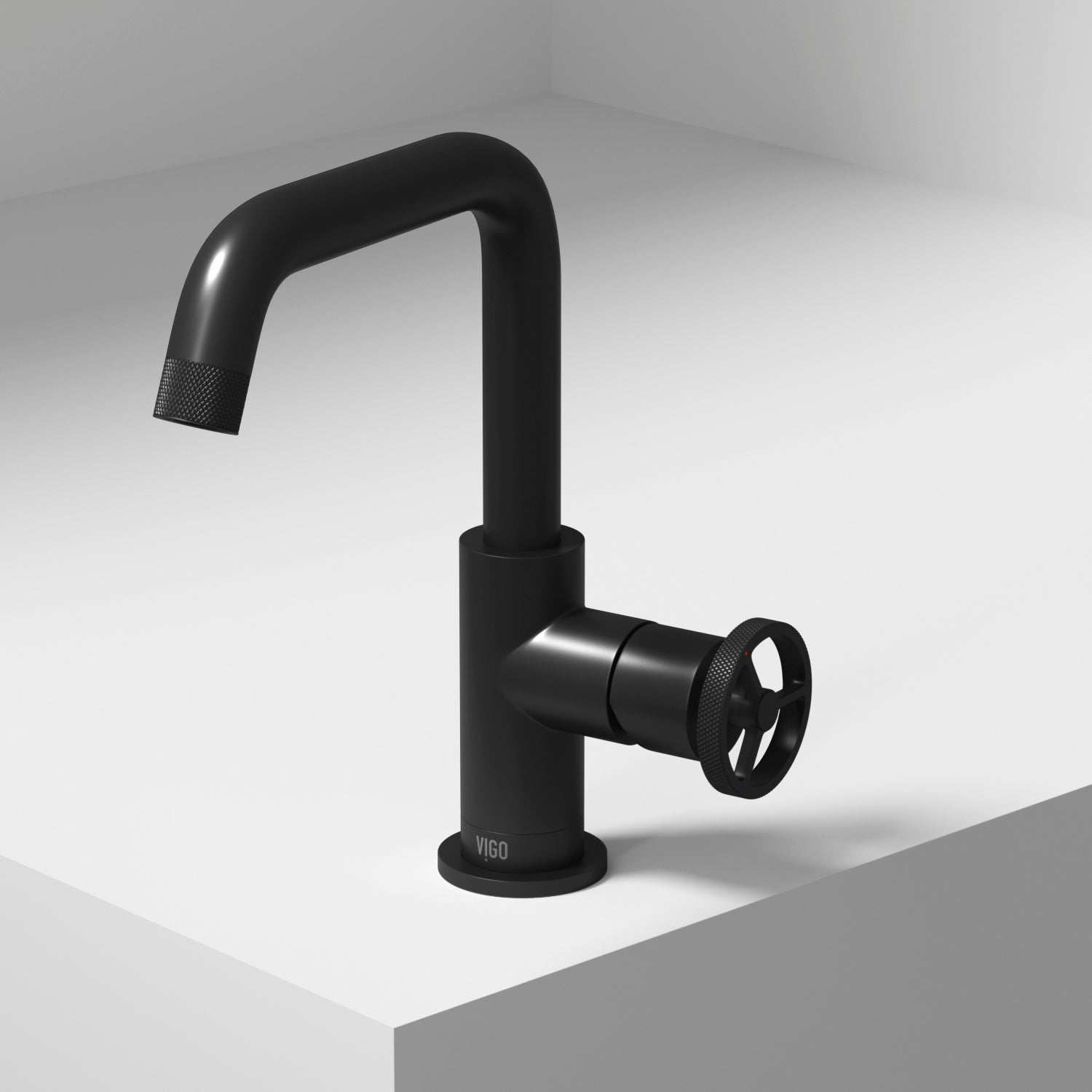 Cass Single Hole Bathroom Faucet with Knurled Wheel Handle