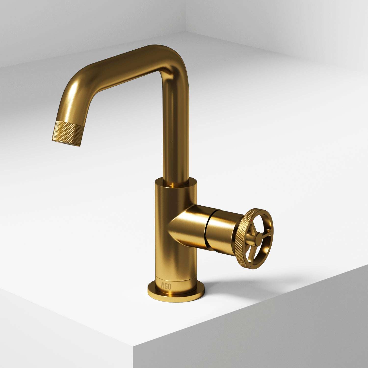 Cass Single Hole Bathroom Faucet with Knurled Wheel Handle