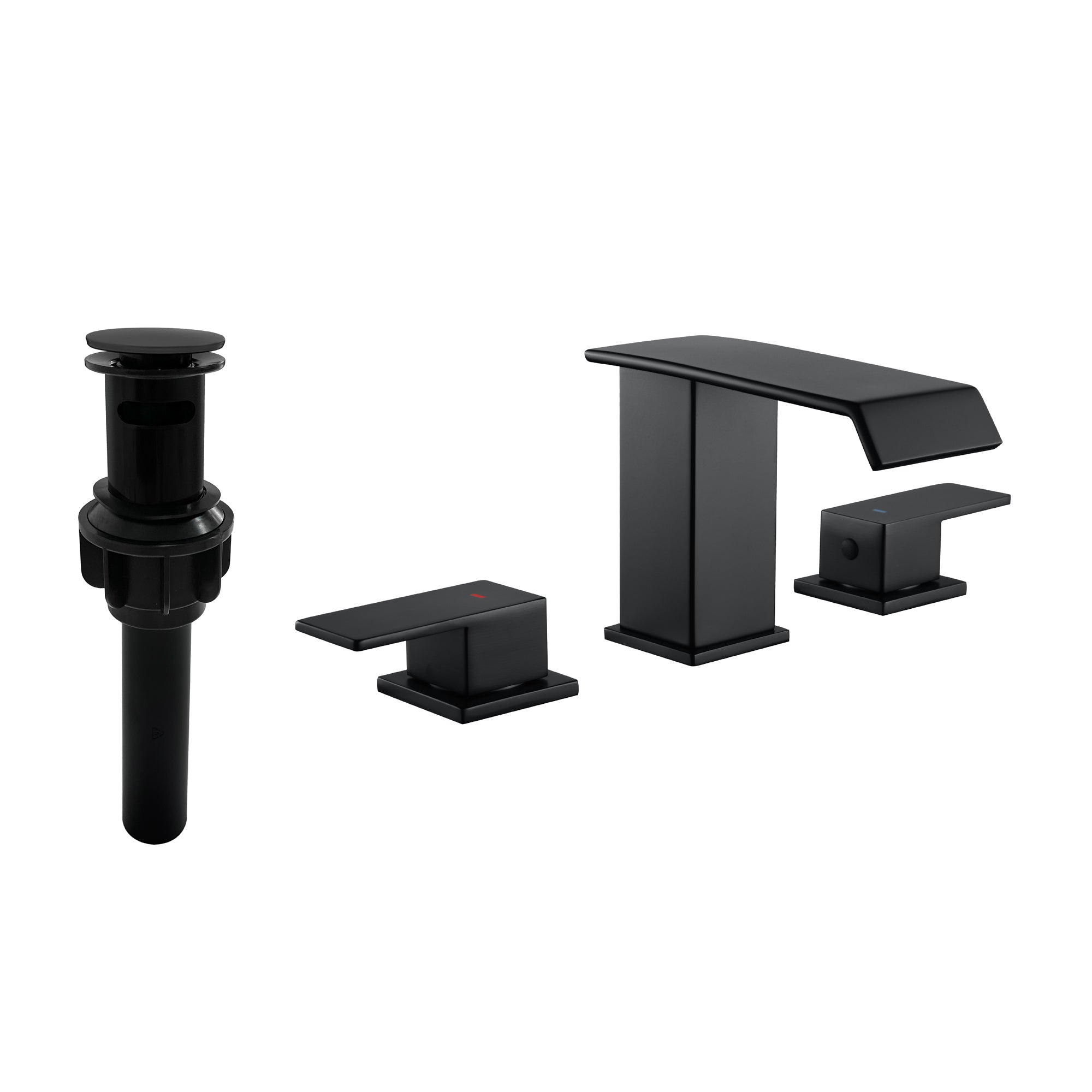 Double Handle Bathroom Faucet with Drain Assembly — thumbnail 2