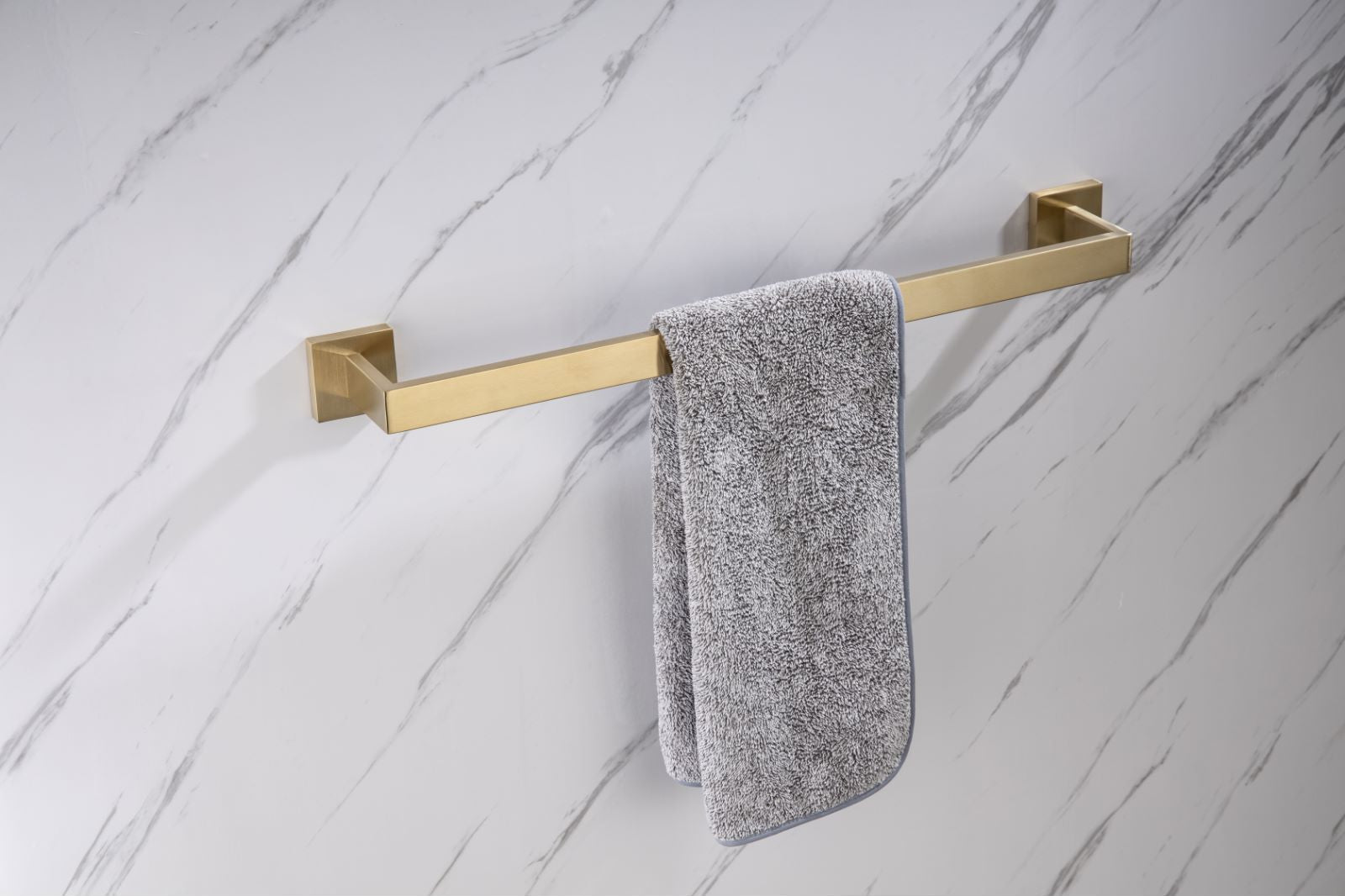 4-Piece Bathroom Hardware Set, Stainless Steel Wall Mounted Square Bathroom Accessories Kit, Include 16 Inch Hand Towel Bar, Toilet Paper Holder, Hand Towel Rack, Towel Hook — thumbnail 2