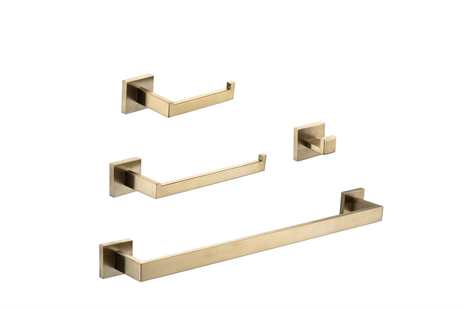 4-Piece Bathroom Hardware Set, Stainless Steel Wall Mounted Square Bathroom Accessories Kit, Include 16 Inch Hand Towel Bar, Toilet Paper Holder, Hand Towel Rack, Towel Hook — image 1