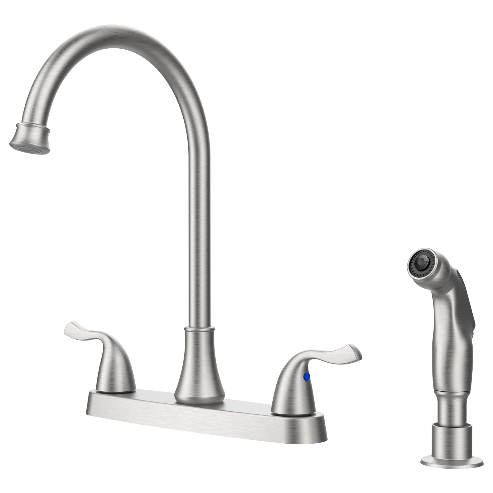 Brushed Nickel Two Handle Kitchen Faucet with 360 Swivel Pull Out Sprayer