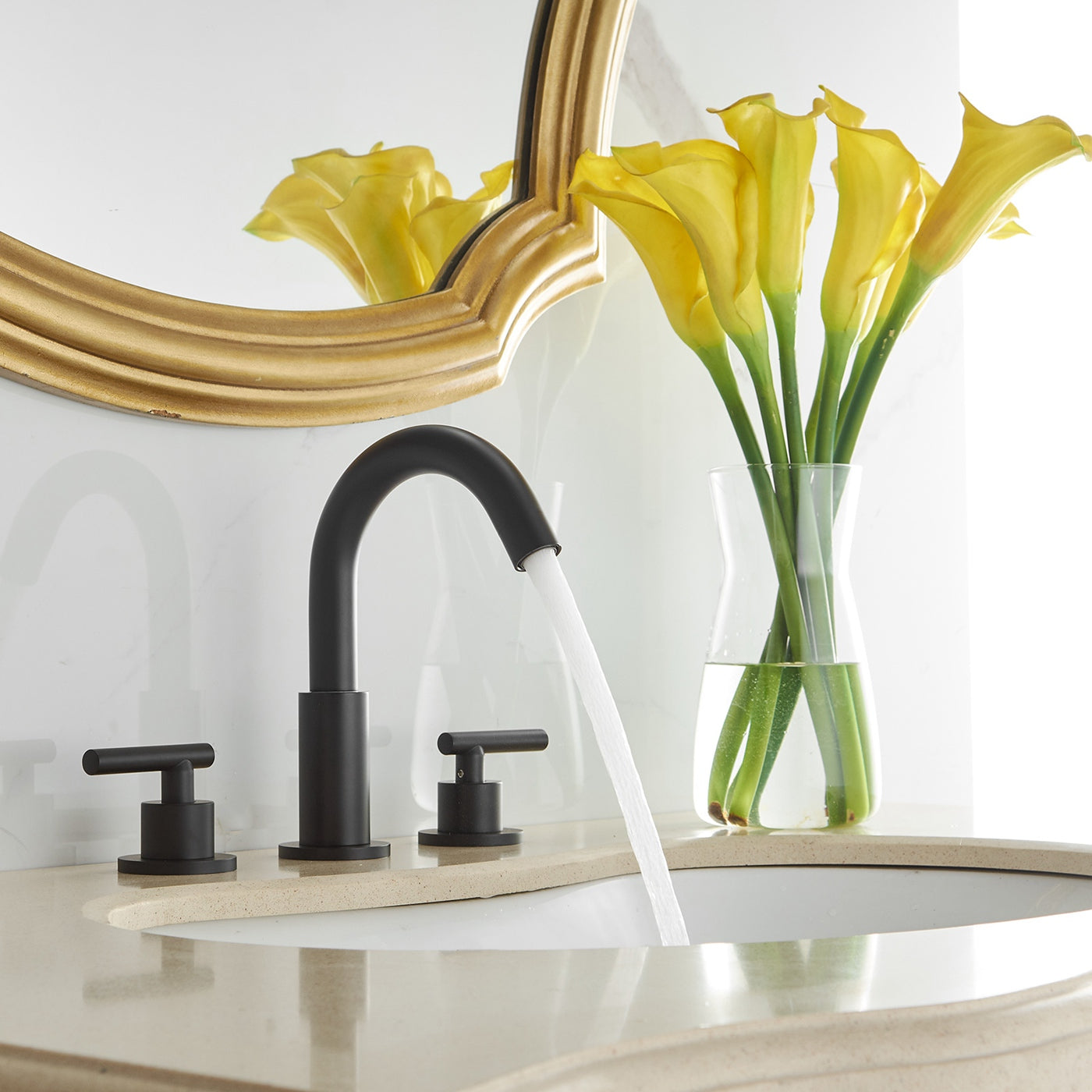 8 in. Widespread Double Handle Bathroom Faucet With Pop-up Drain Assembly in Matte Black — thumbnail 3