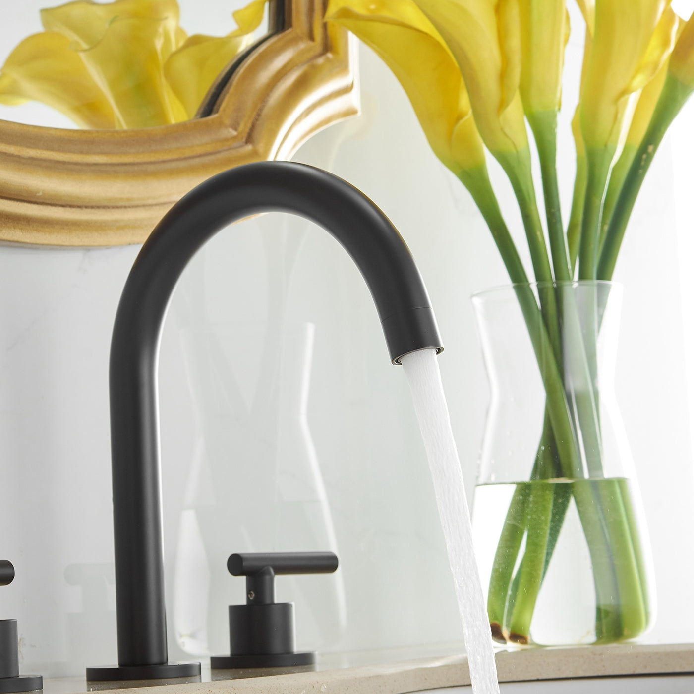 8 in. Widespread Double Handle Bathroom Faucet With Pop-up Drain Assembly in Matte Black — thumbnail 3