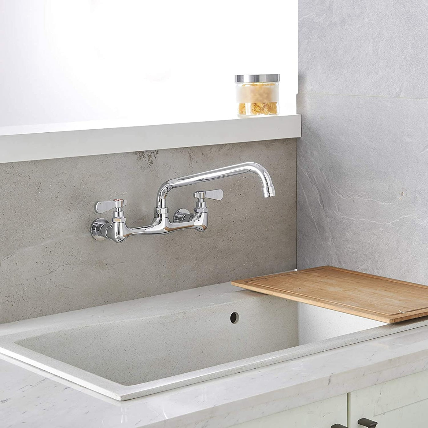 2-Handle Wall Mount Kitchen Faucet With 10 Inch Swivel Spout — thumbnail 2