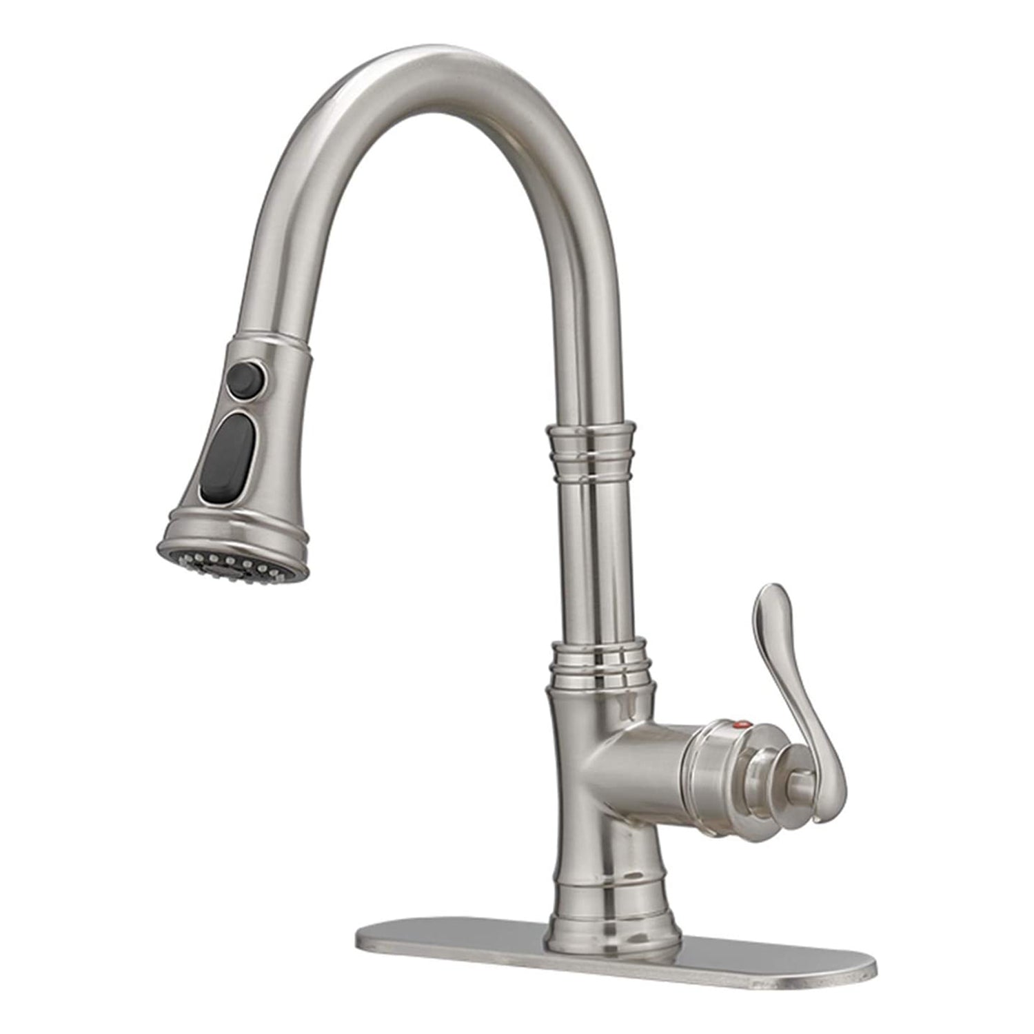 Single-Handle 3 Spray High Arc Pull-Down Kitchen Faucet With Deck Plate — thumbnail 2