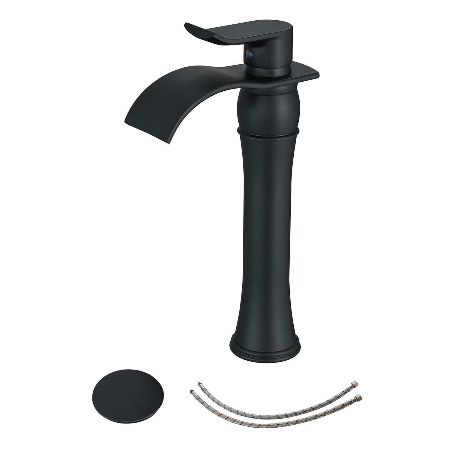 Single-Handle Waterfall Vessel Bathroom Faucet With Pop-up Drain Assembly