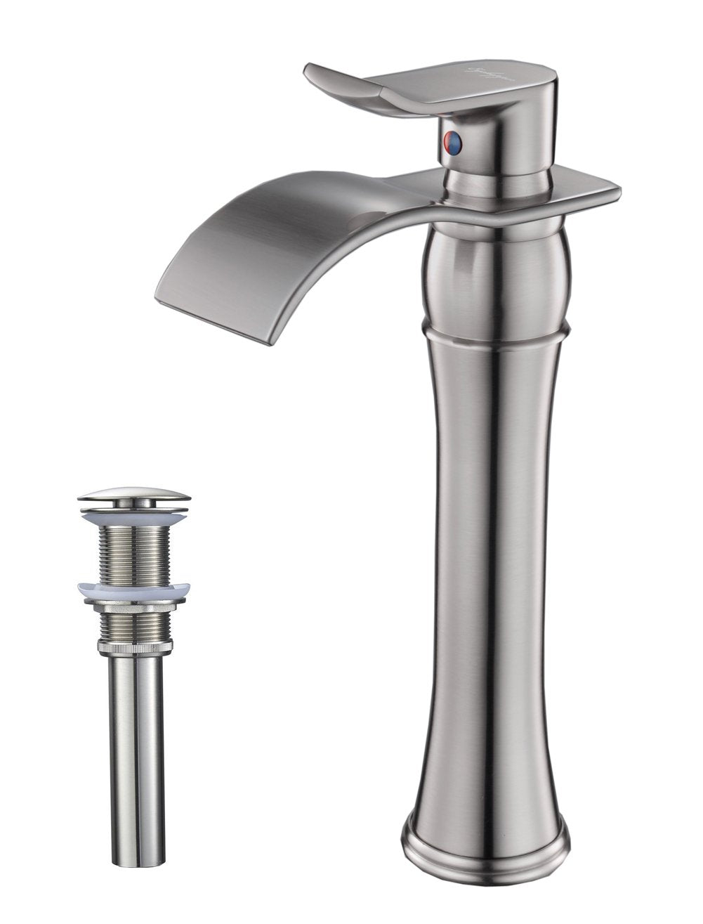 Single-Handle Waterfall Vessel Bathroom Faucet With Pop-up Drain Assembly — image 1