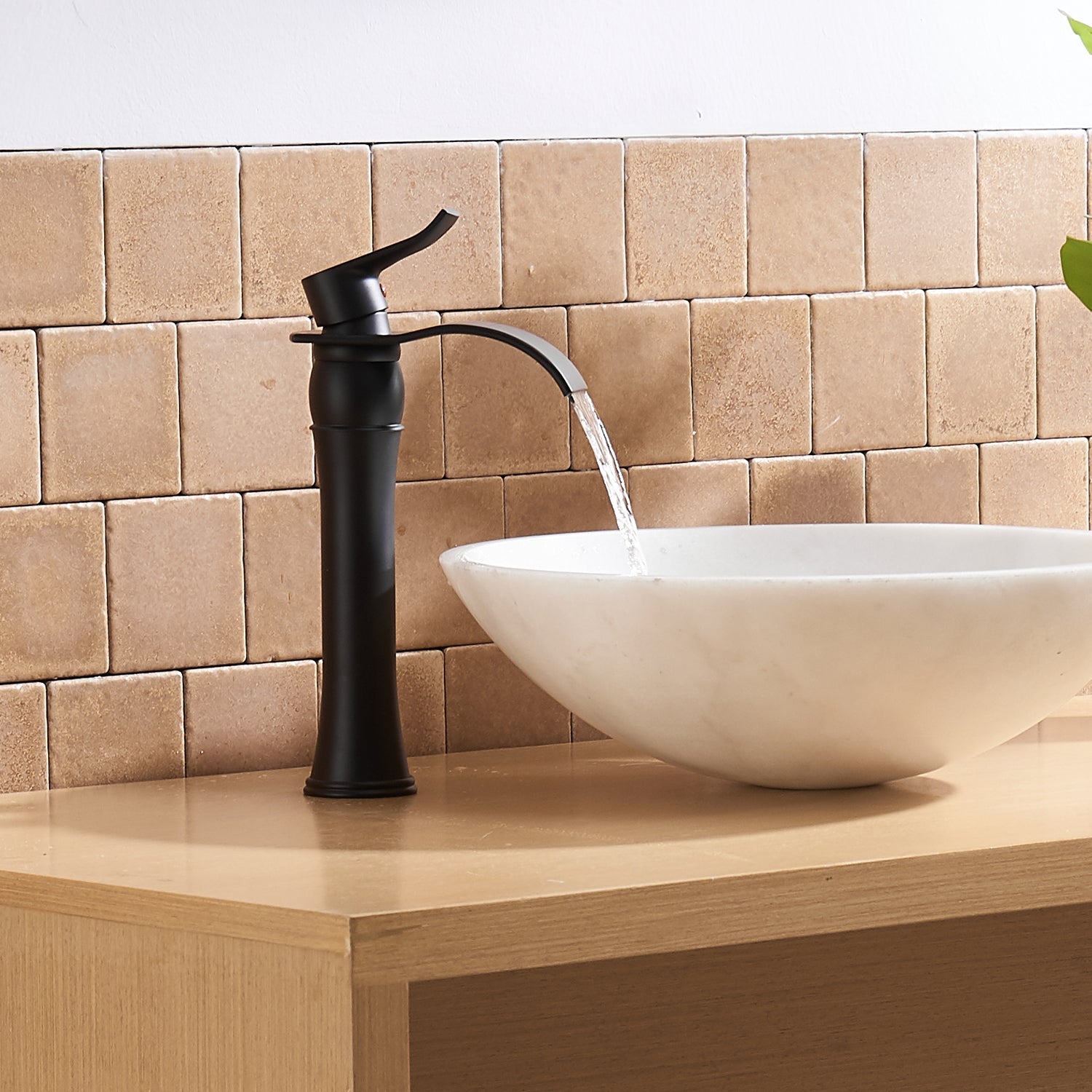 Single-Handle Waterfall  Vessel Bathroom Faucet With Pop-up Drain Assembly — thumbnail 2
