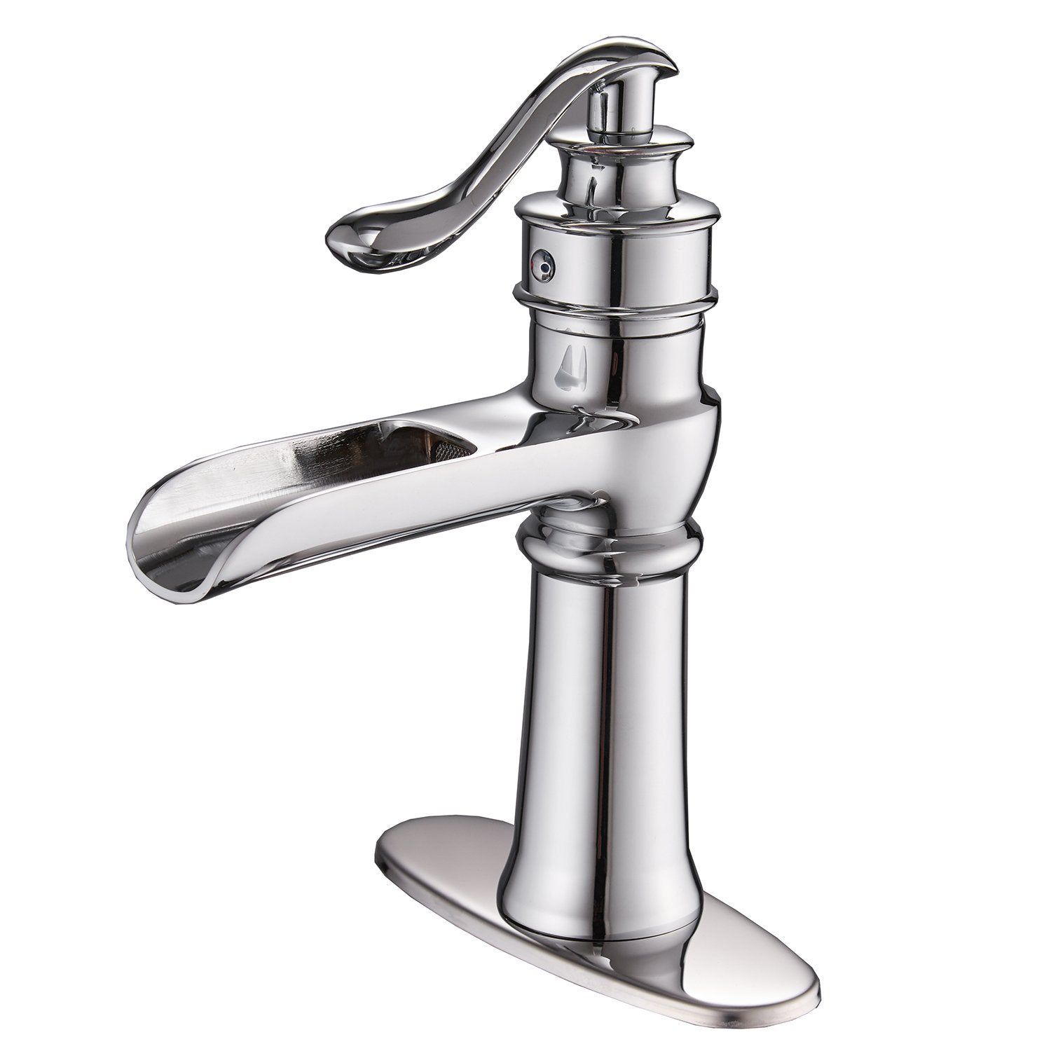 Single Handle Single Hole Bathroom Faucet with Deckplate Included and Supply Lines — image 1