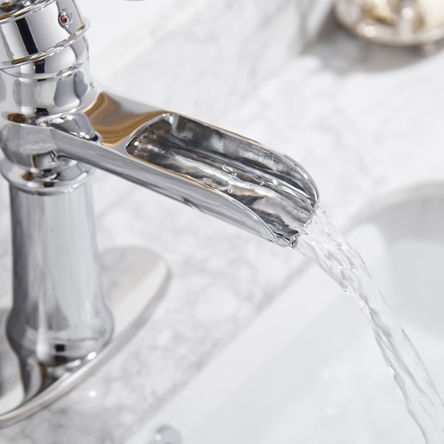 Single Handle Single Hole Bathroom Faucet with Deckplate Included and Supply Lines — thumbnail 2