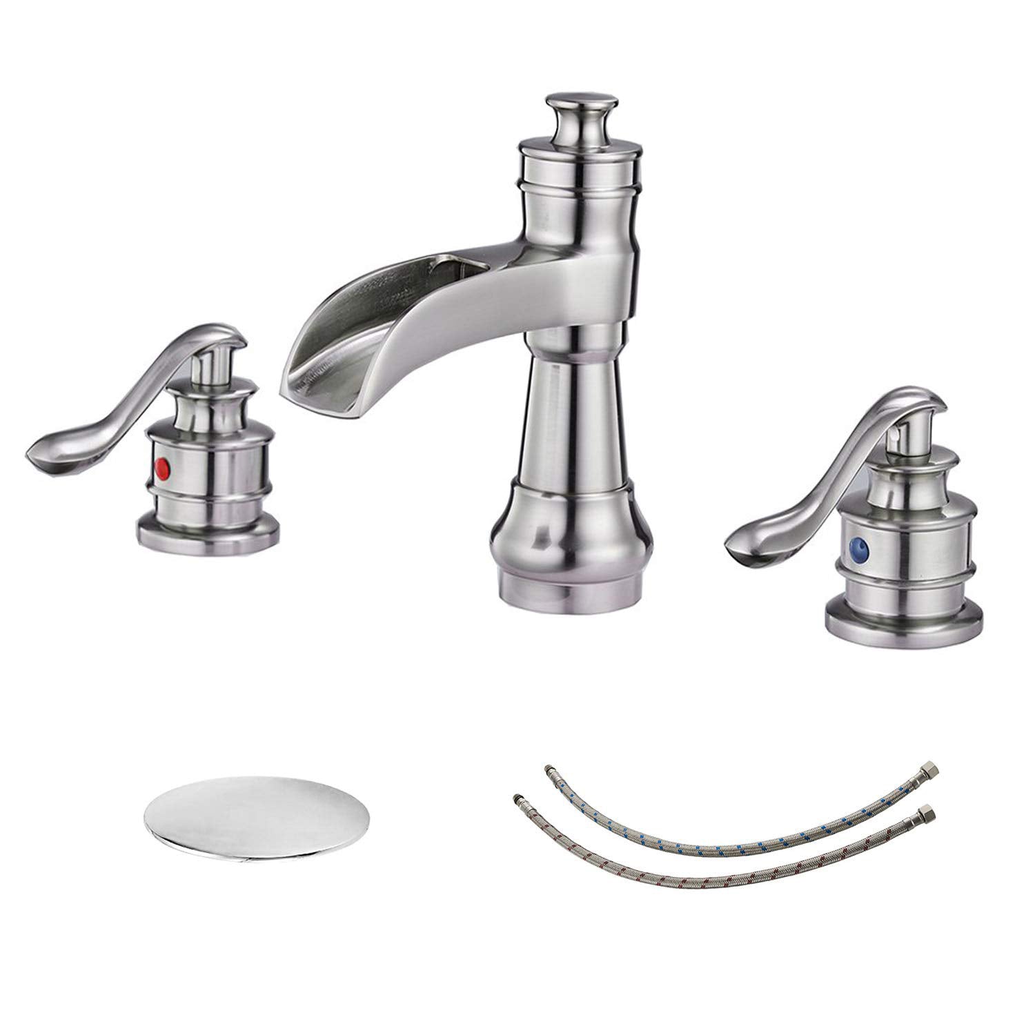 8 in. Waterfall Widespread 2-Handle Bathroom Faucet With Pop-up Drain Assembly — image 1