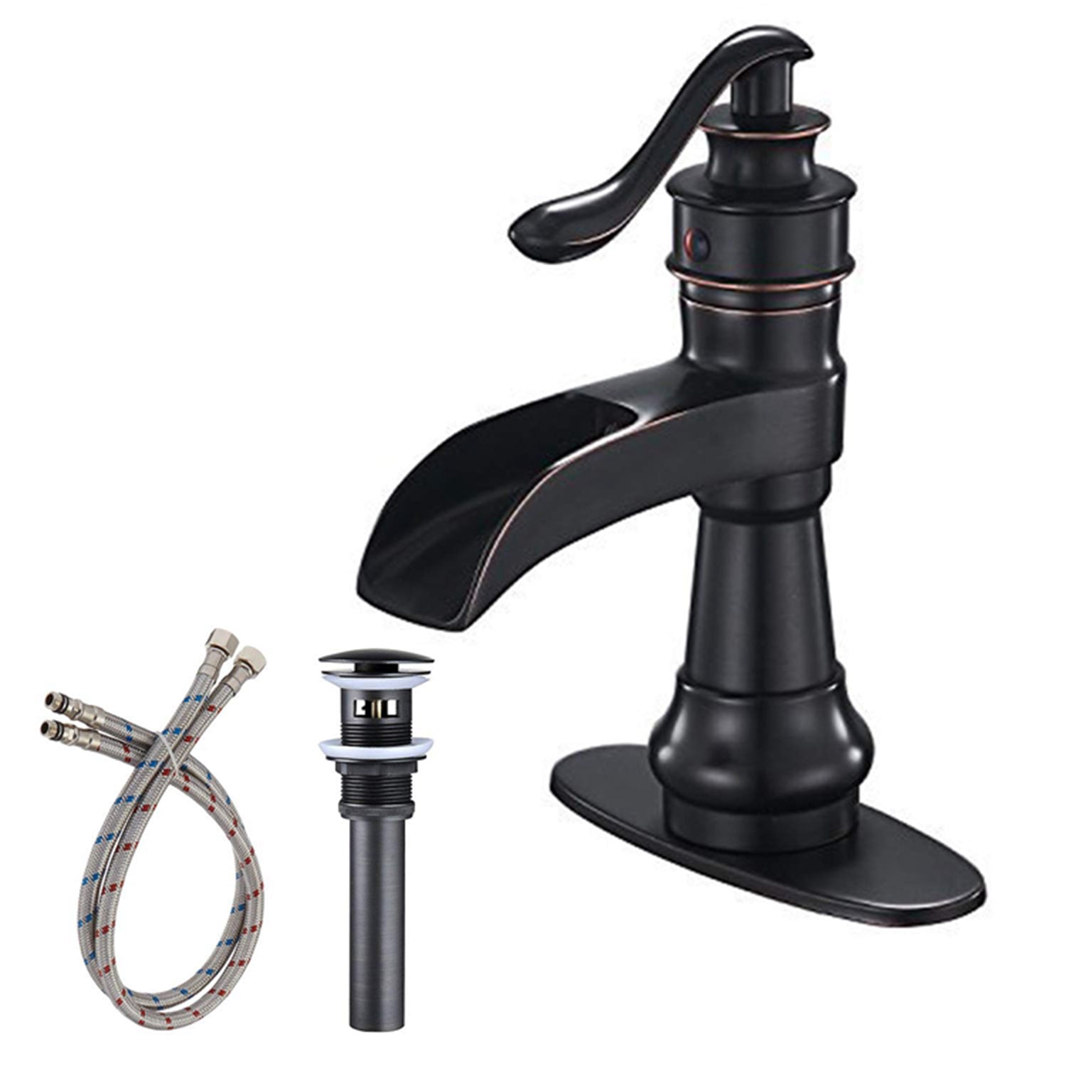 Slim Low Spout Single-Handle Single Hole Bathroom Faucet with Drain Kit — image 1