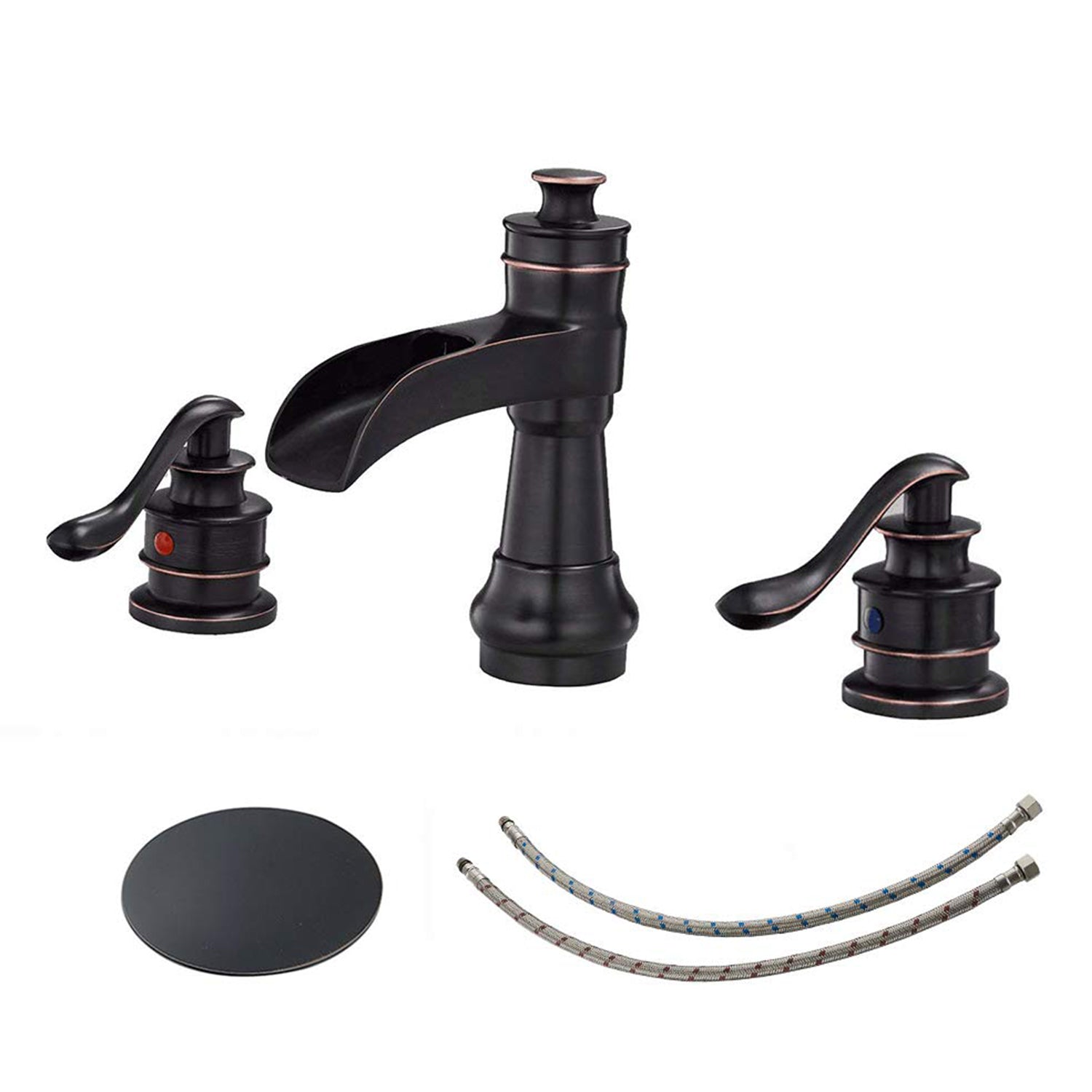 8 in. Waterfall Widespread 2-Handle Bathroom Faucet With Pop-up Drain Assembly — image 1