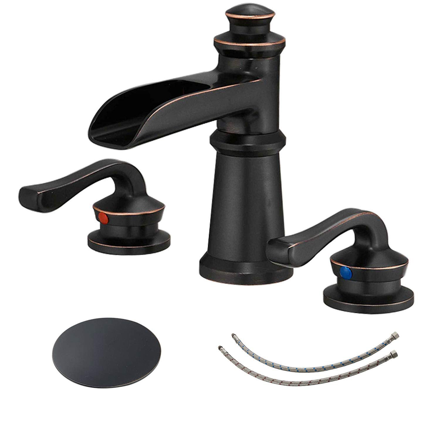 8 in. Widespread Retro Double Handle Bathroom Faucet with Pop-up Drain in Oil Rubbed Bronze