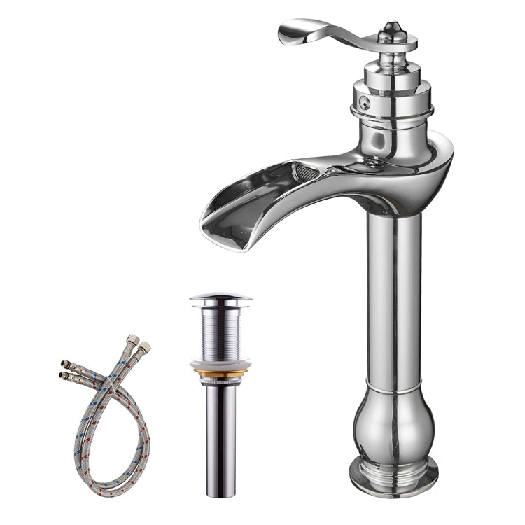 Single Handle Single Hole Bathroom Faucet Pop-Up Drain Included and Supply Lines — image 1