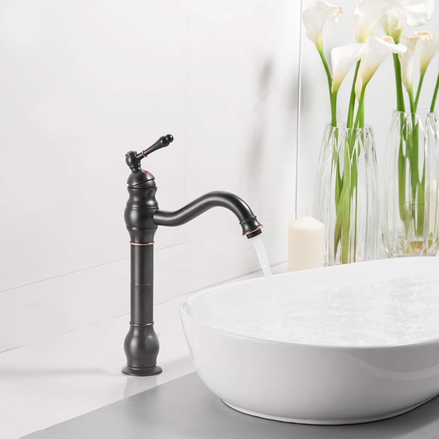 Single Hole Single-Handle Waterfall  Vessel Bathroom Faucet With Pop-up Drain Assembly — image 1