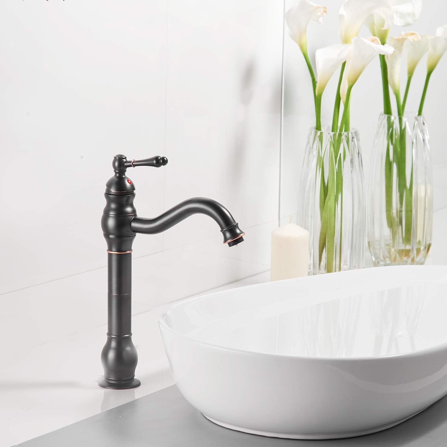 Single Hole Single-Handle Waterfall  Vessel Bathroom Faucet With Pop-up Drain Assembly — thumbnail 3