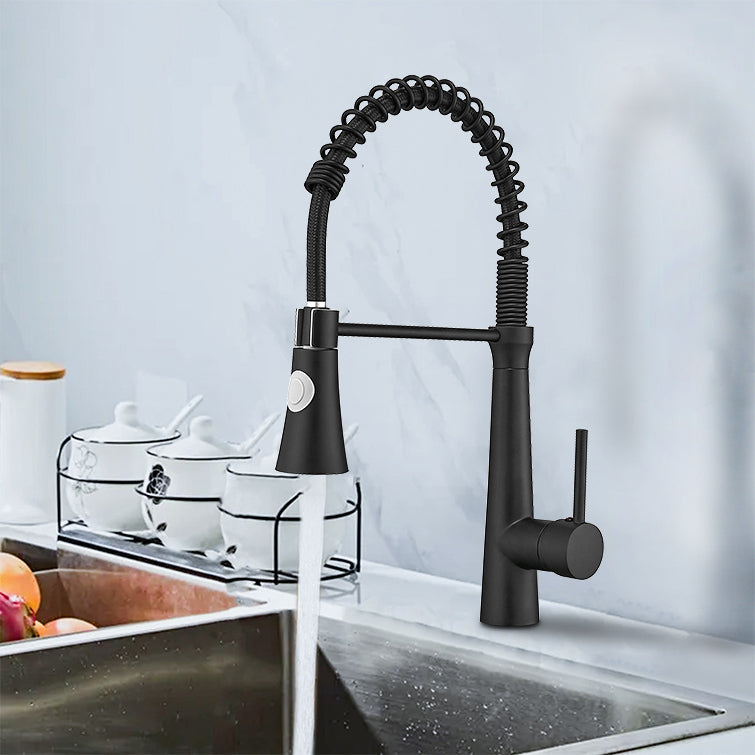 Single Handle Pull Down Sprayer Kitchen Faucet with 360° Rotation in Matte Black — thumbnail 2