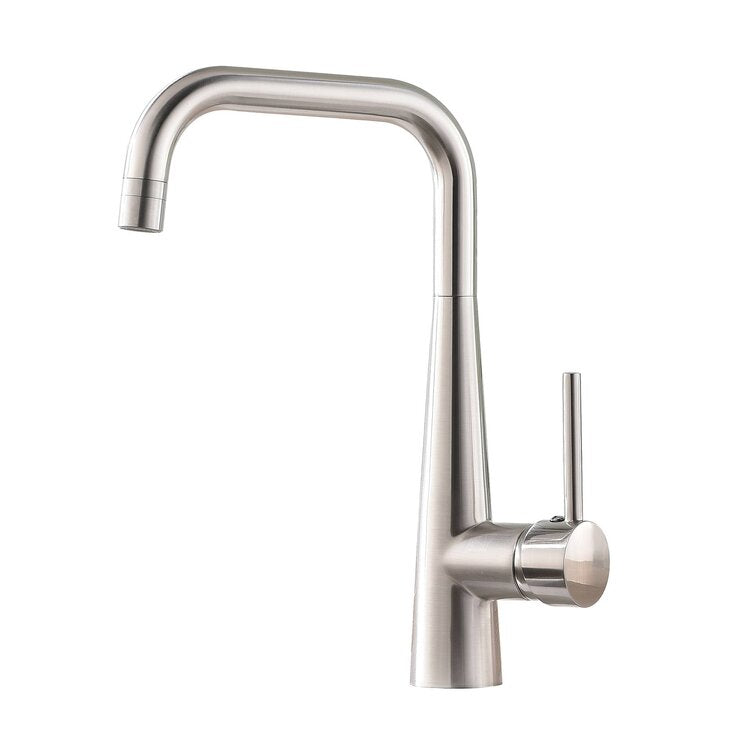 Single-Handle Solid Brass Standard Kitchen Faucet in Brushed Nickel