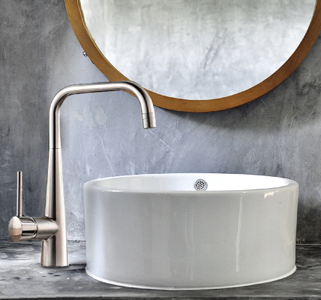 Single-Handle Solid Brass Standard Kitchen Faucet in Brushed Nickel — thumbnail 3