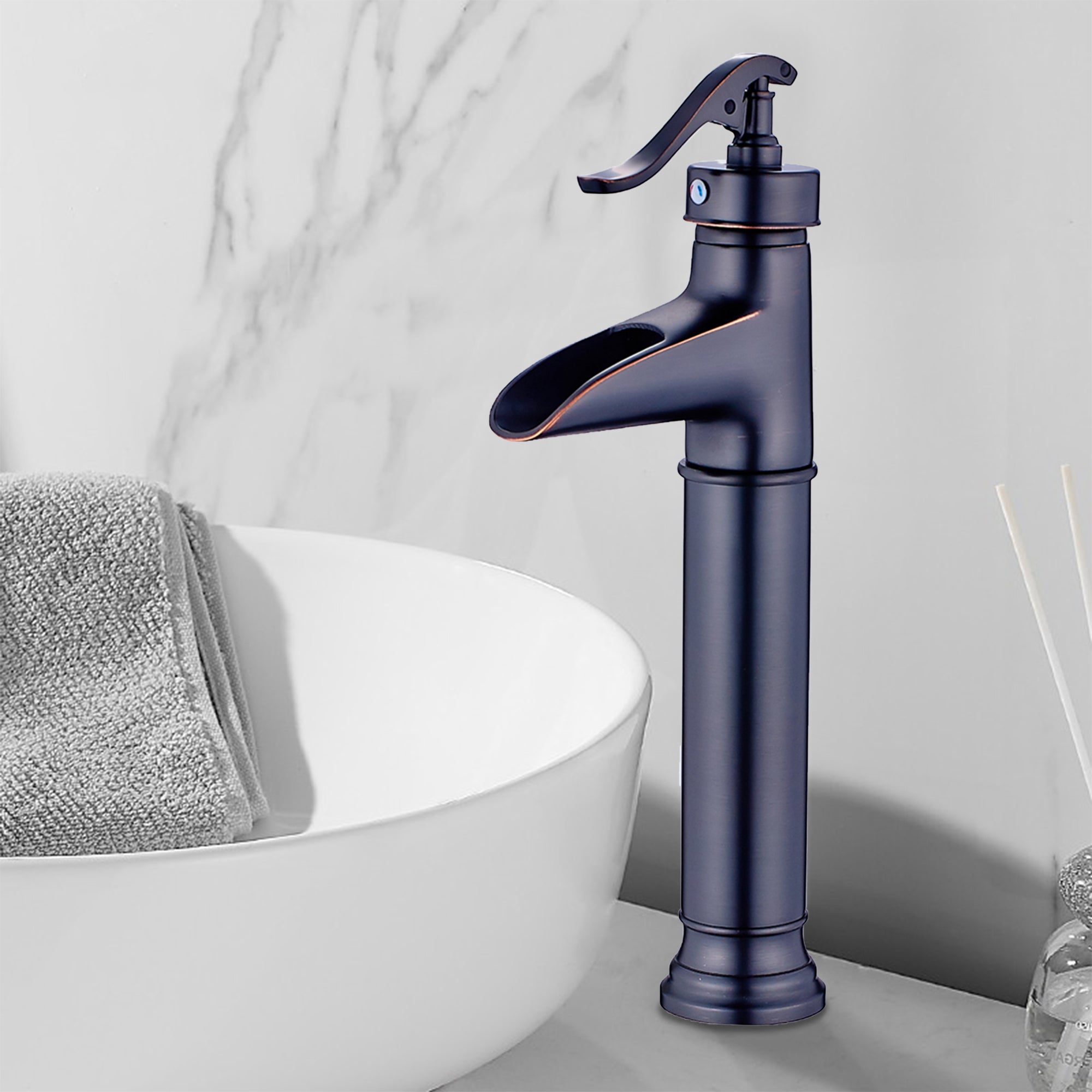Single Handle Single Hole Bathroom Faucet with Waterfall Spout — thumbnail 3