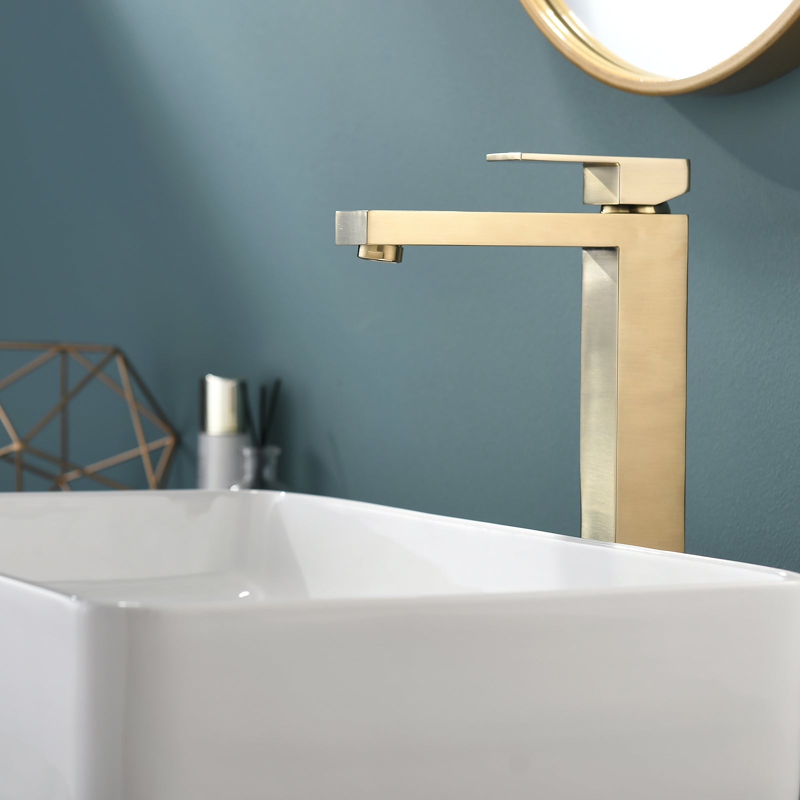 Single Handle Single Hole Bathroom Faucet in Brushed Gold — thumbnail 3