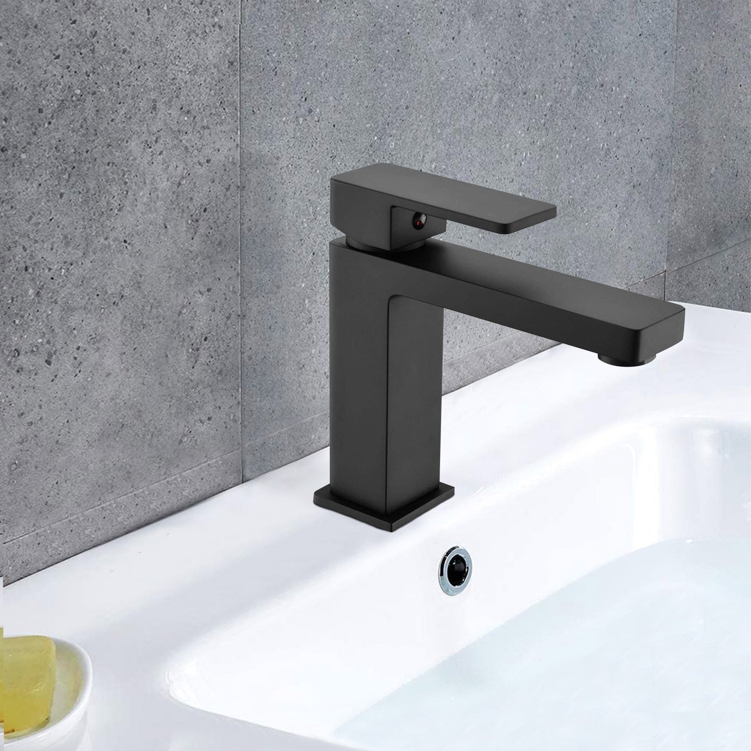 Single Handle Single Hole Bathroom Faucet in Matte Black — thumbnail 2