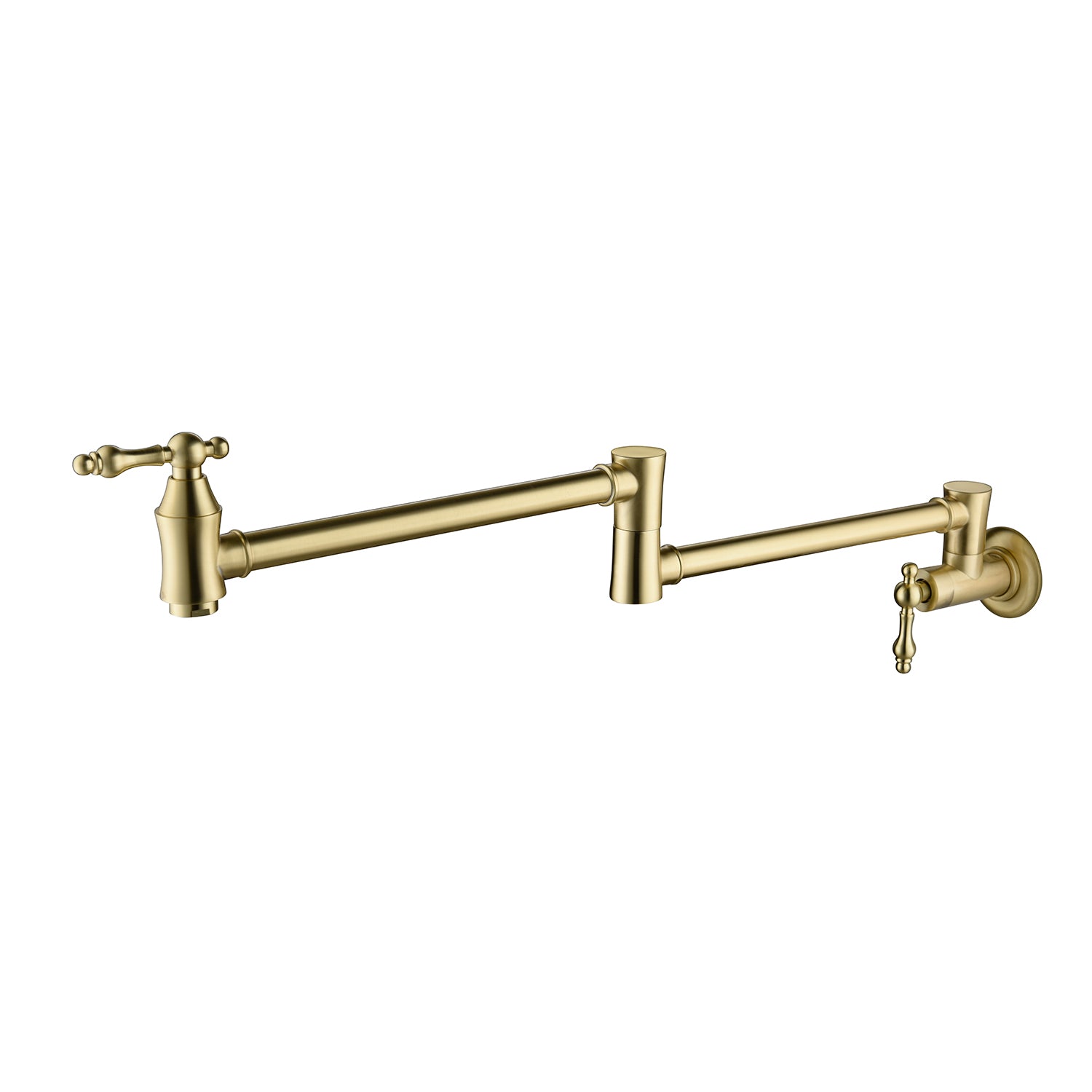 Wall Mounted Pot Filler Kitchen Faucet in Brushed Gold with 360° Rotation