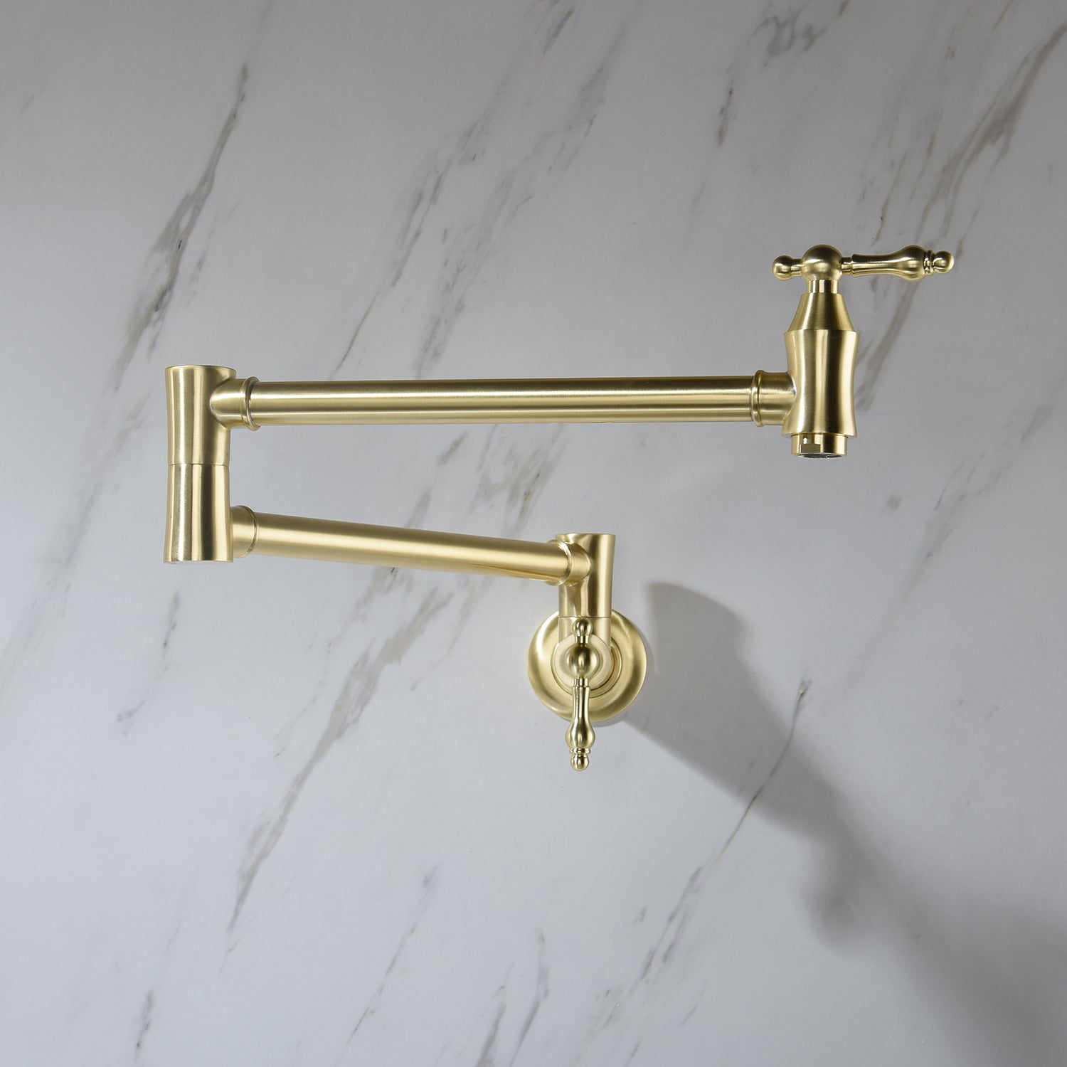 Wall Mounted Pot Filler Kitchen Faucet in Brushed Gold with 360° Rotation — thumbnail 3