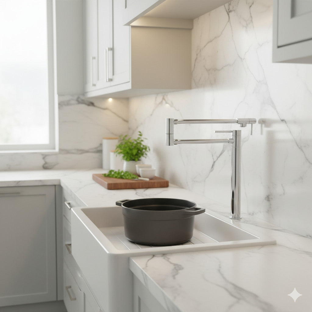 Deck Mounted Pot Filler Faucet with 360° Rotation — thumbnail 3