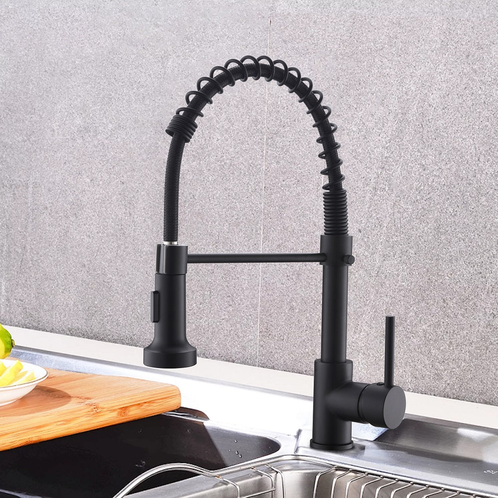 Single Handle Copper Kitchen Faucet in Black — thumbnail 2
