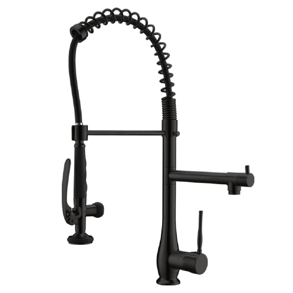 Single Handle Pull Down Sprayer Kitchen Faucet with 360° Rotation in Matte Black