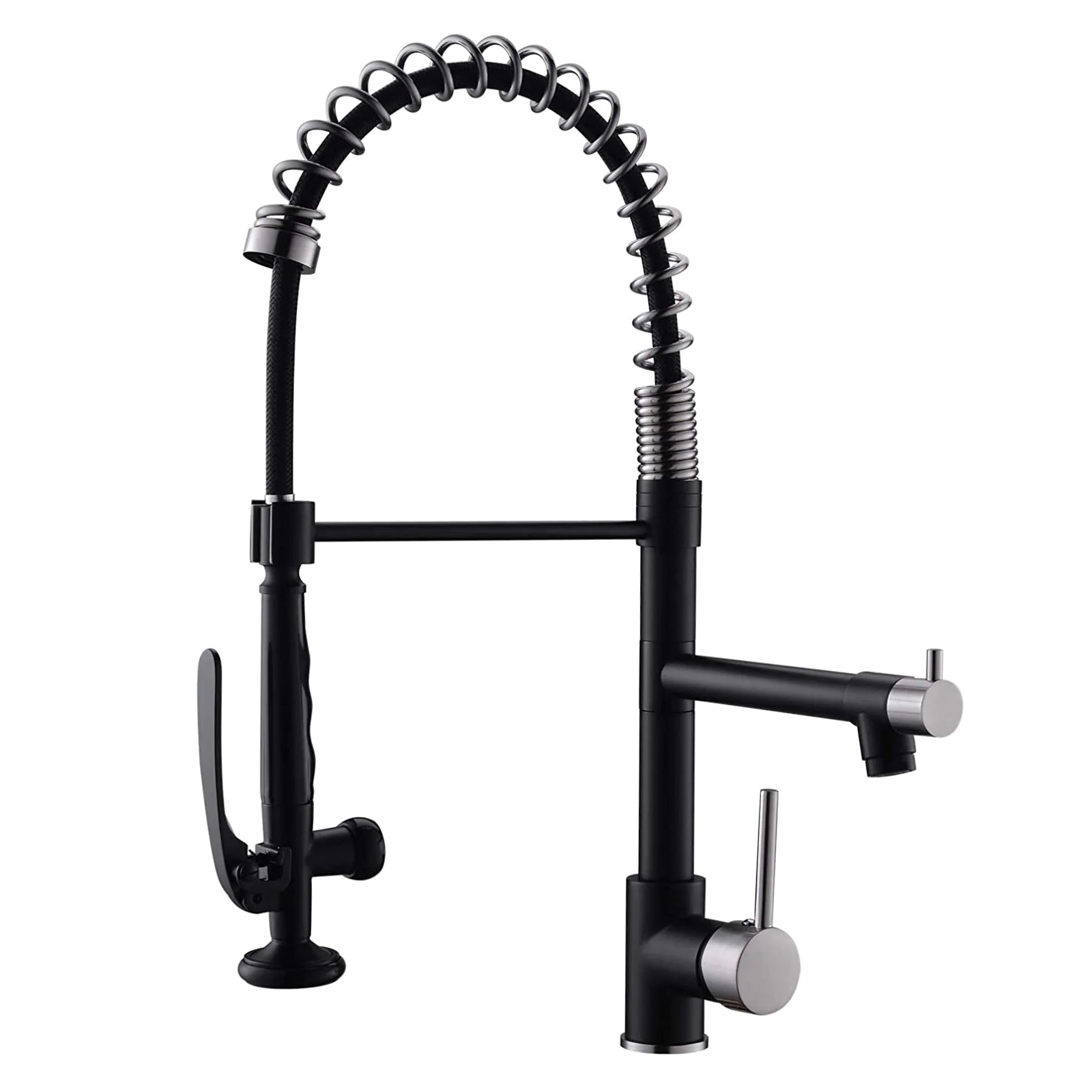 Single Handle Pull Down Sprayer Kitchen Faucet with 360° Rotation in Matte Black