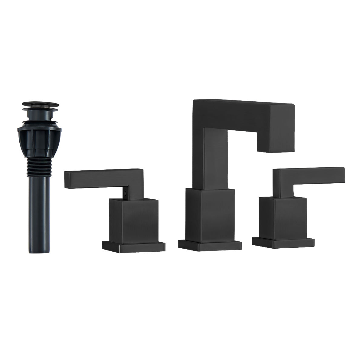 Matte Black 8 Inch Widespread Bathroom Faucet 2 Handle with Pop Up Drain — image 1