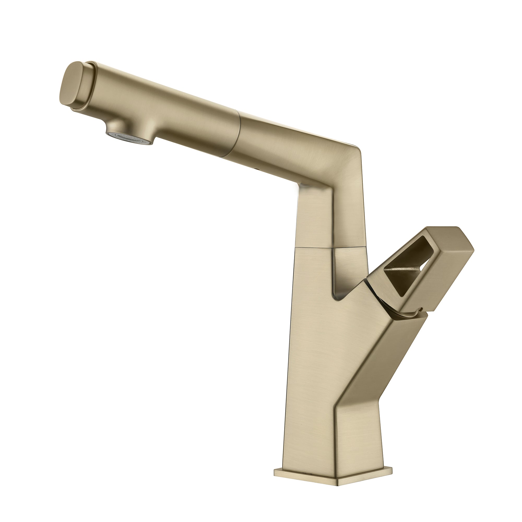 Bathroom Sink Faucet with Pull Out Sprayer Liftable Mixer Tap Brushed Gold/Matte Black