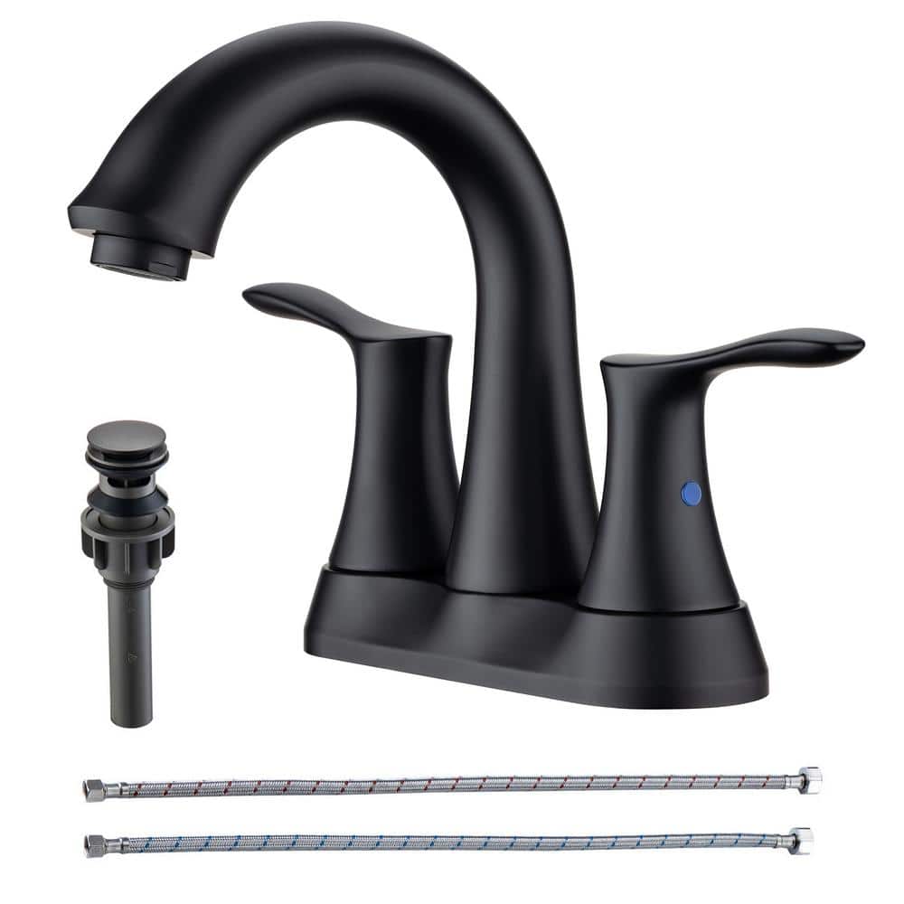 4 in. Centerset Double-Handle High-Arc Bathroom Faucet with Drain and Supply Lines Included — image 1