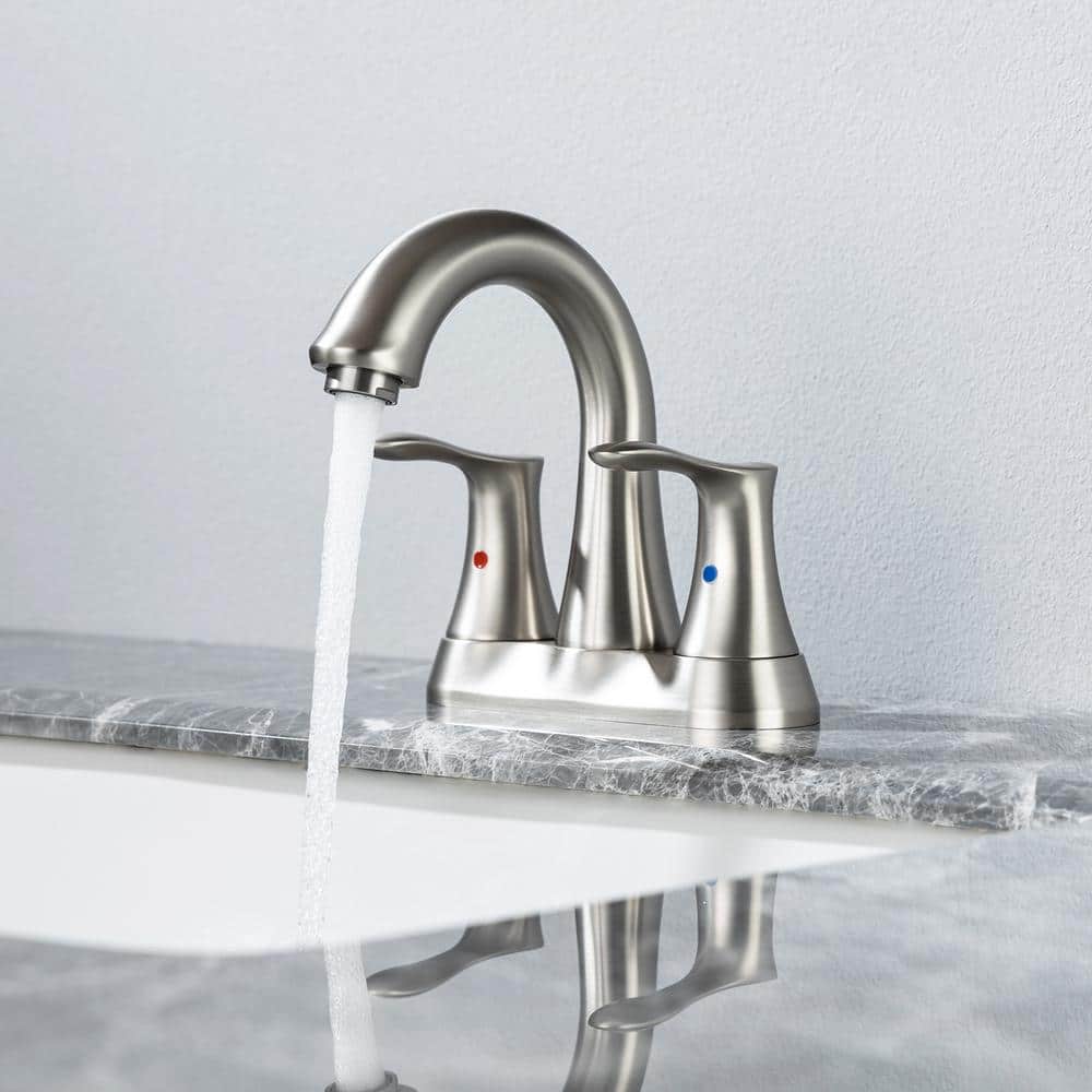4 in. Centerset Double-Handle High-Arc Bathroom Faucet with Drain and Supply Lines Included — thumbnail 2