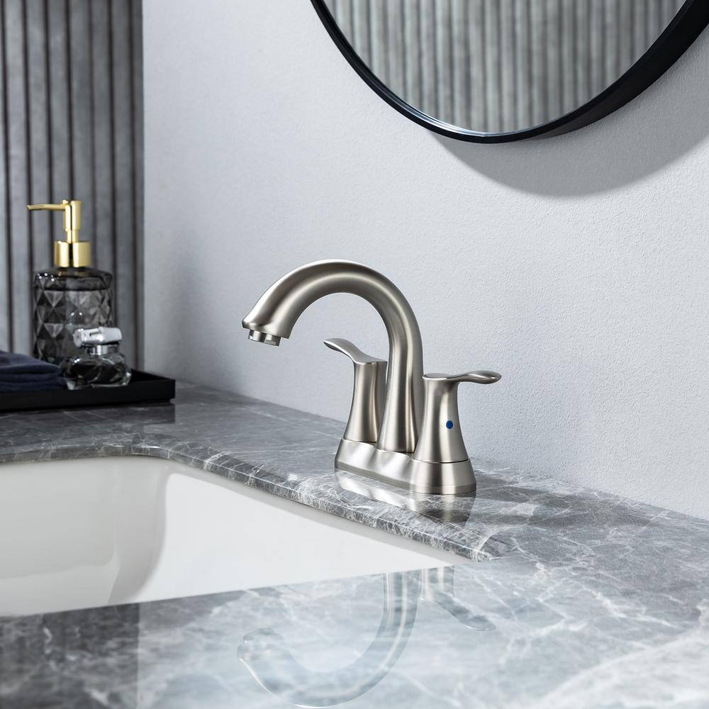 4 in. Centerset Double-Handle High-Arc Bathroom Faucet with Drain and Supply Lines Included — thumbnail 3