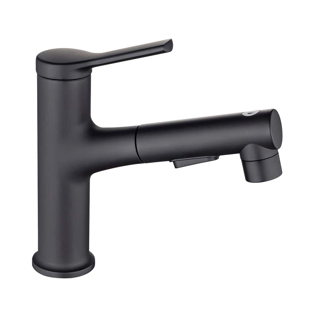 Pull Out Single Handle Single Hose Bathroom Faucet with Deckplate and Supply Line Included — image 1