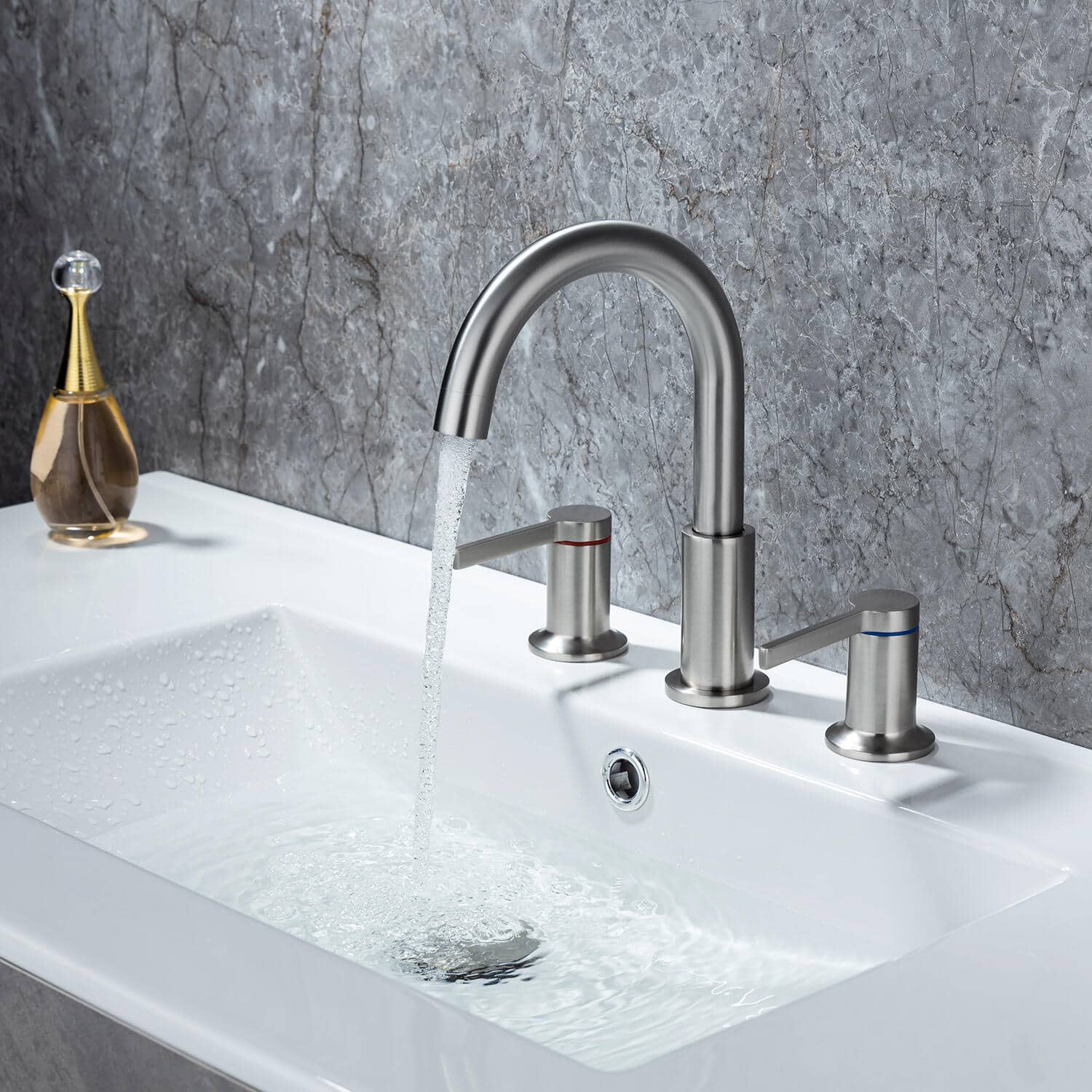 8 in. Widespread Double Handle Bathroom Faucet with Drain Assembly — thumbnail 3