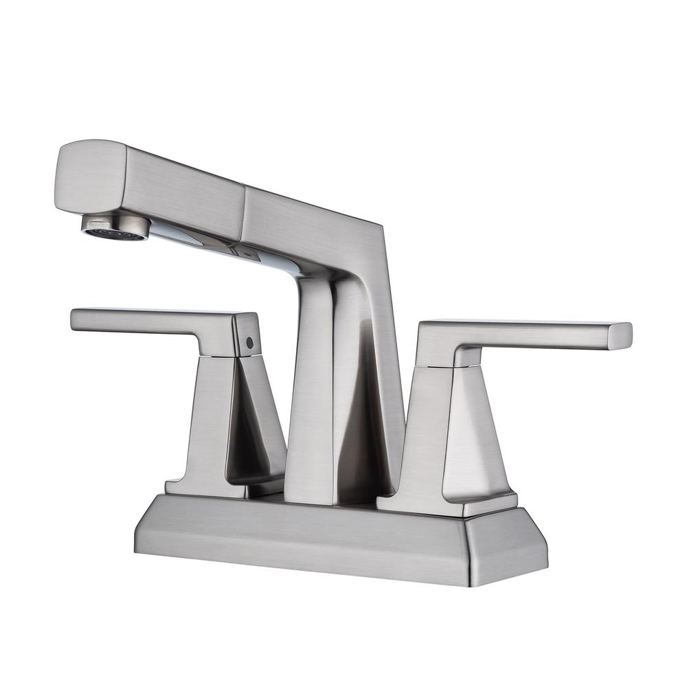 Two-Handle 4inch Centerset Matte Black Pull-Out Bathroom Faucet