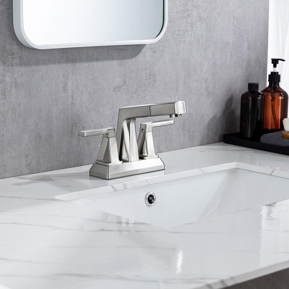 Two-Handle 4inch Centerset Matte Black Pull-Out Bathroom Faucet — thumbnail 2