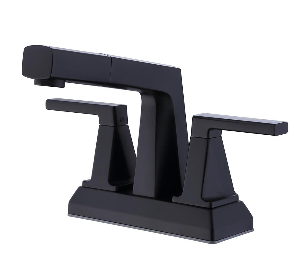 Two-Handle 4inch Centerset Matte Black Pull-Out Bathroom Faucet