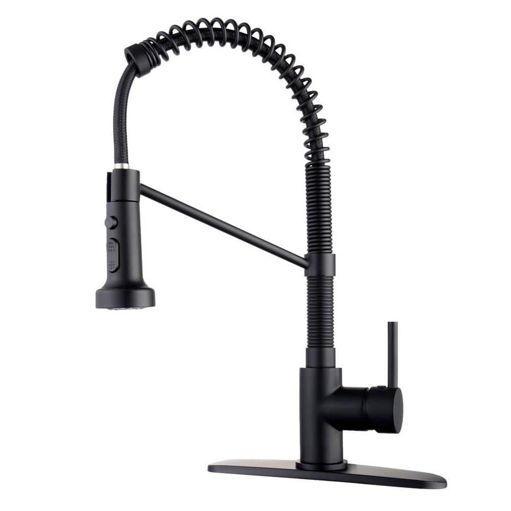 3 Model Sprayer Single Handle Pull Down Kitchen Faucet with Deckplate and Water Supply Line Included in Matte Black by rainlex — image 1