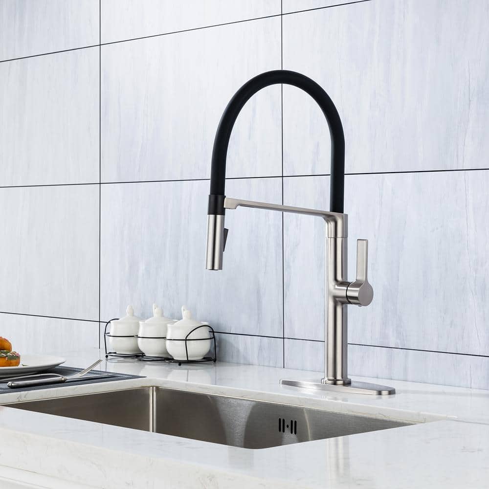 Magnetic Pull Down Sprayer Kitchen Faucet with Deckplate and Water Supply Line Included — thumbnail 2