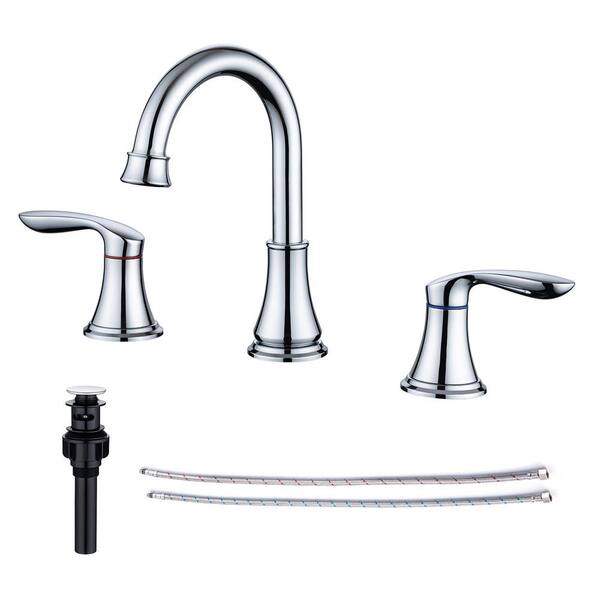 2-Handle Chrome Bathroom Sink Faucet with Drain Assembly — image 1