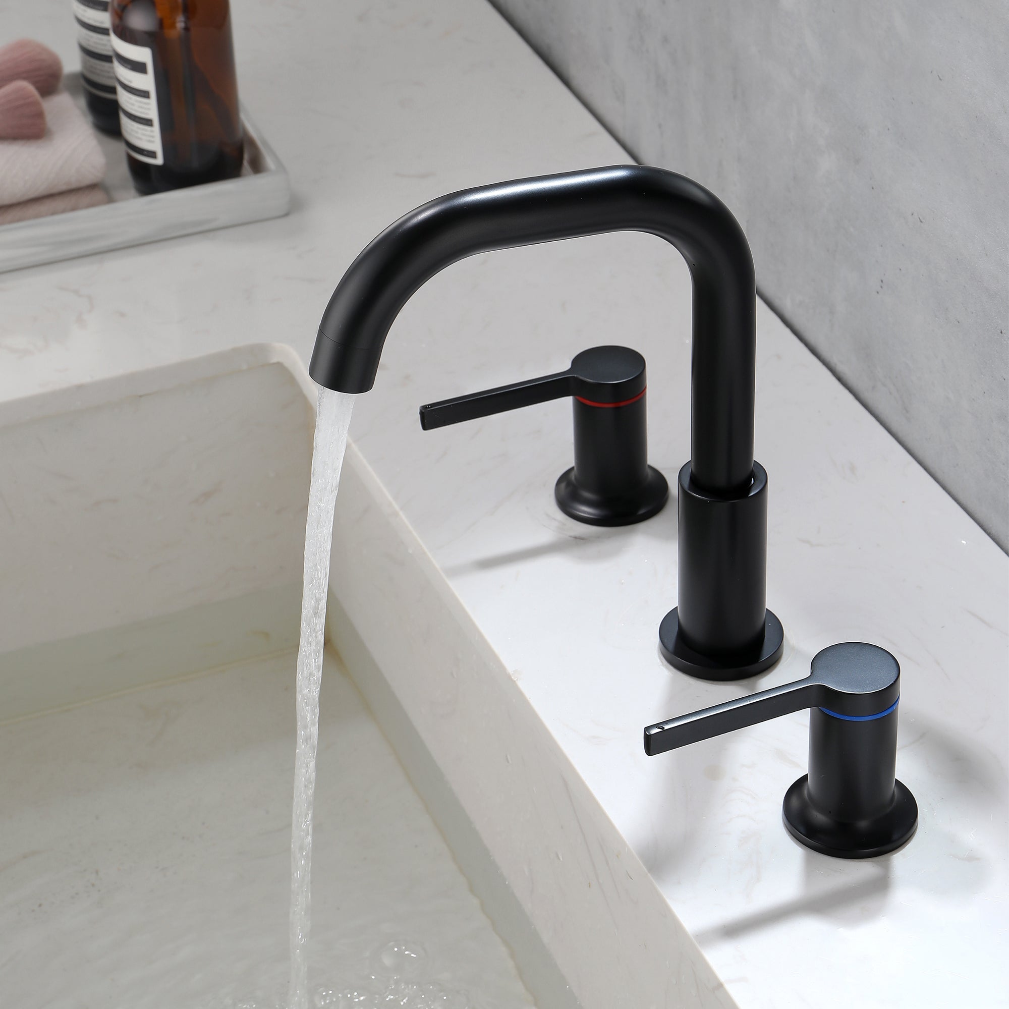 8 in. Widespread Double Handle Brass 3 Hole Bathroom Sink Faucet — thumbnail 3