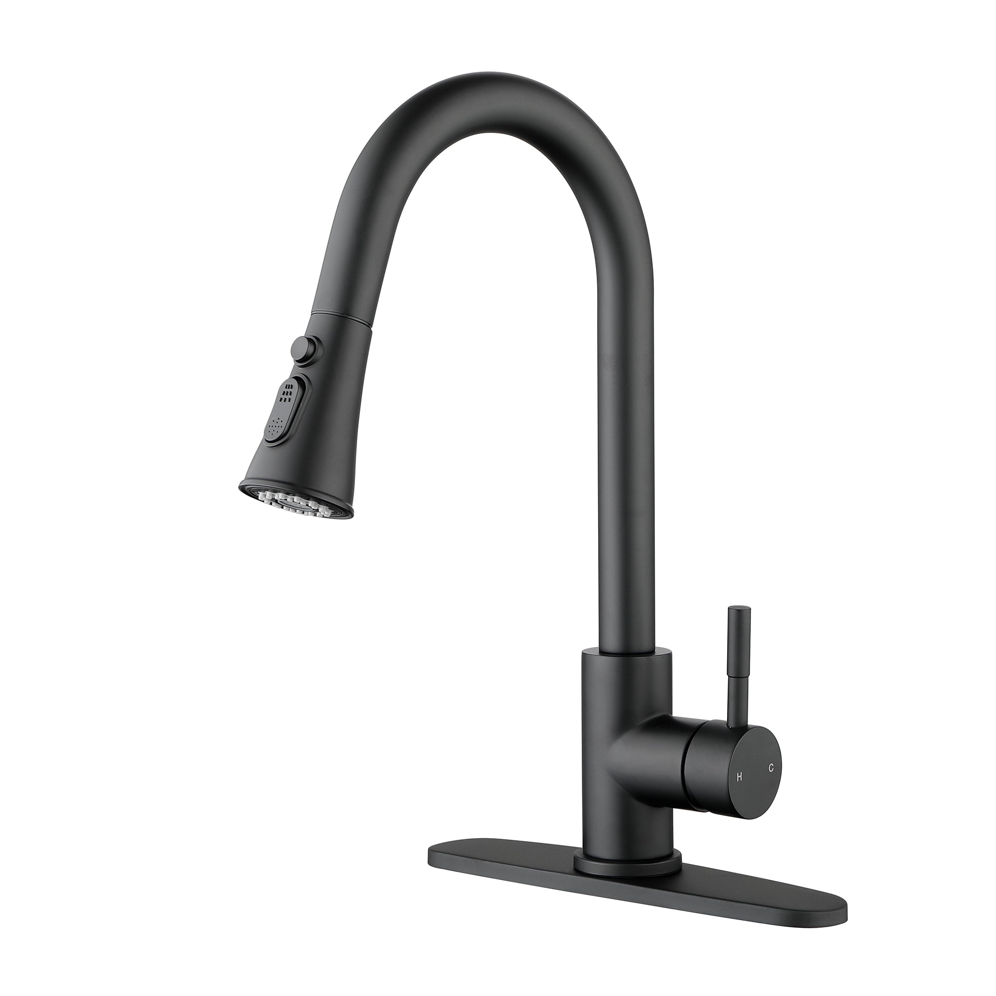 Single Handle Deck Mount Pull Out Sprayer Kitchen Faucet with Deckplate Included — thumbnail 2