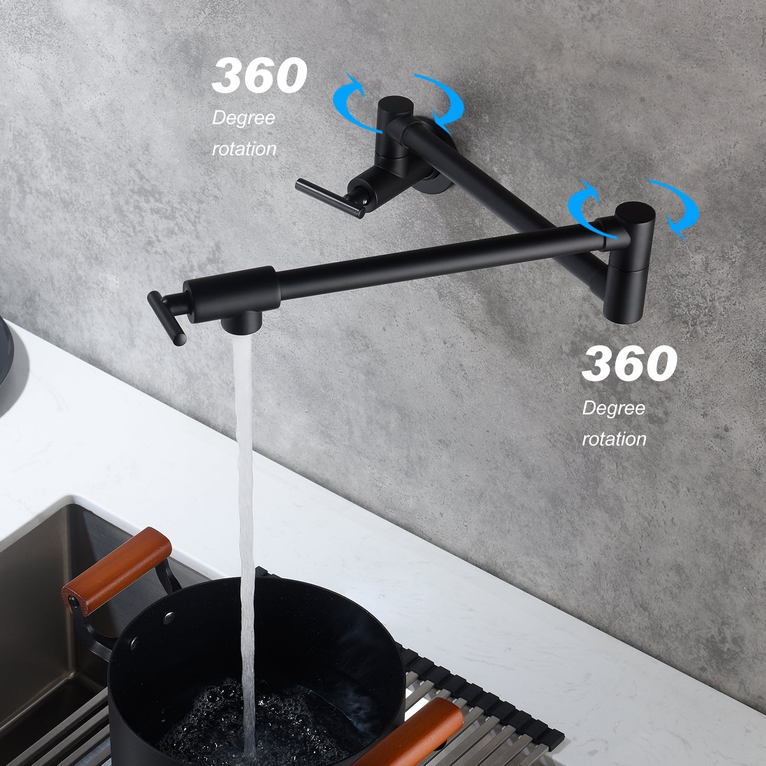 Wall Mount Pot Filler Faucet with Single Hole Two Handles — thumbnail 3